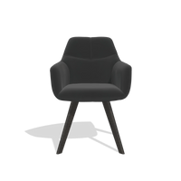 Chaise de salle à manger avec accoudoirs Basil 6624 en Cuir A804 (noir), pieds en tabac, vue de face