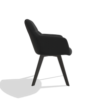 Chaise de salle à manger avec accoudoirs Basil 6624 en Cuir A804 (noir), pieds en tabac, vue de profil