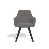 Dining Chair with Armrests Basil 6624 in Leather B584 (dark grey), black legs, front view