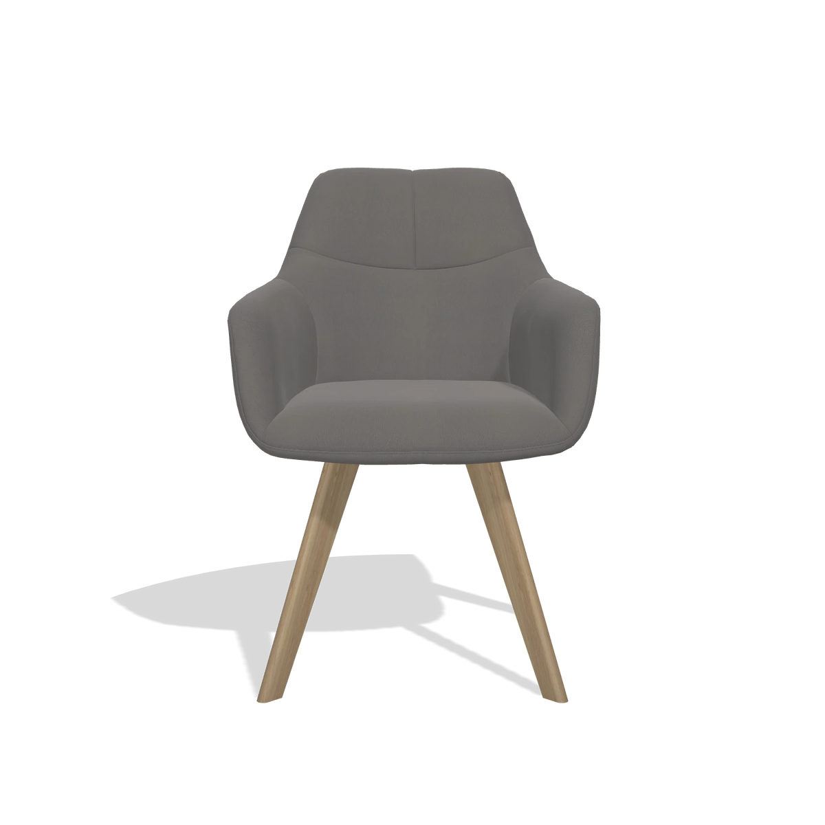 Dining Chair with Armrests Basil 6624 in Leather B584 (dark grey), natural legs, front view