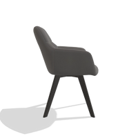 Dining Chair with Armrests Basil 6624 in Leather B584 (dark grey), tobacco legs, side view