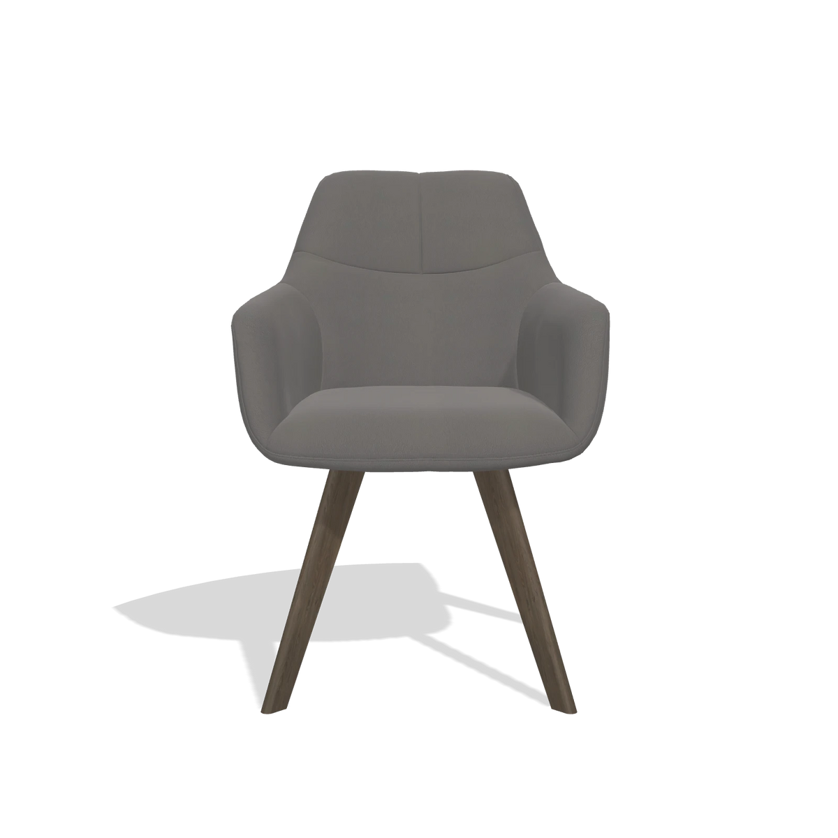 Dining Chair with Armrests Basil 6624 in Leather B584 (dark grey), walnut legs, front view
