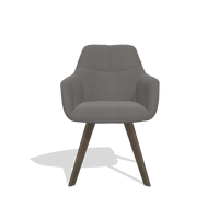 Dining Chair with Armrests Basil 6624 in Leather B584 (dark grey), walnut legs, front view