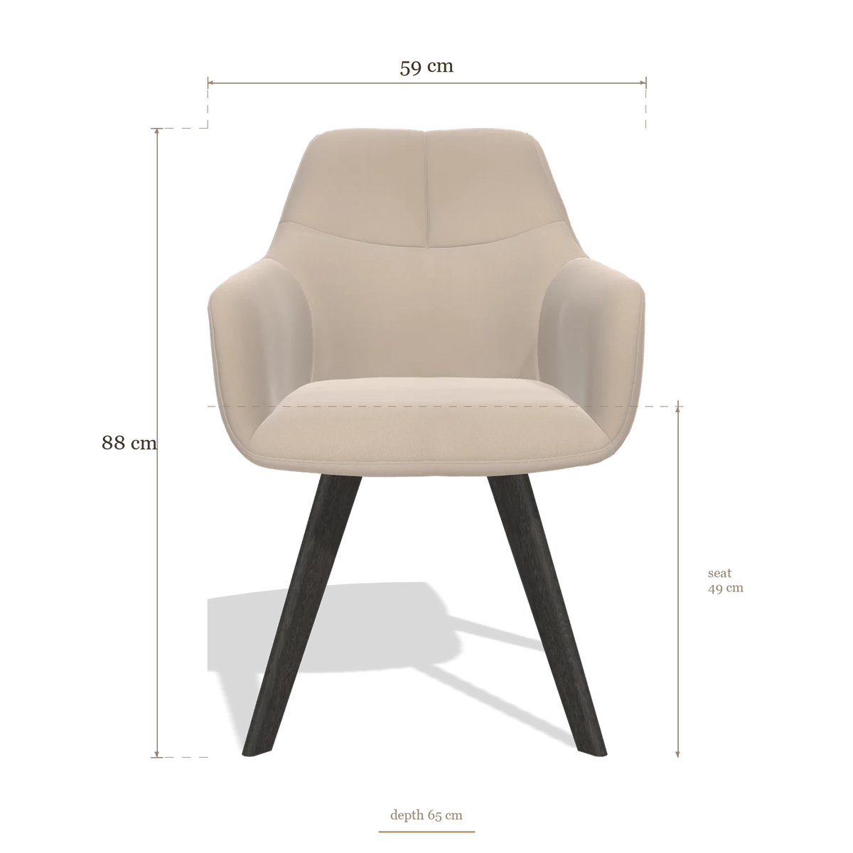 Sedia da pranzo con braccioli Basil 6624, dimensioni 59 x 65 x 88 cm