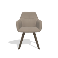 Sedia da pranzo con braccioli Basil 6624 in Pelle B942 (greige), gambe in noce, vista frontale