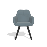 Sedia da pranzo con braccioli Basil 6624 in Pelle B963 (grigio), gambe in nero, vista frontale