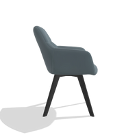 Sedia da pranzo con braccioli Basil 6624 in Pelle B963 (grigio), gambe in nero, vista laterale