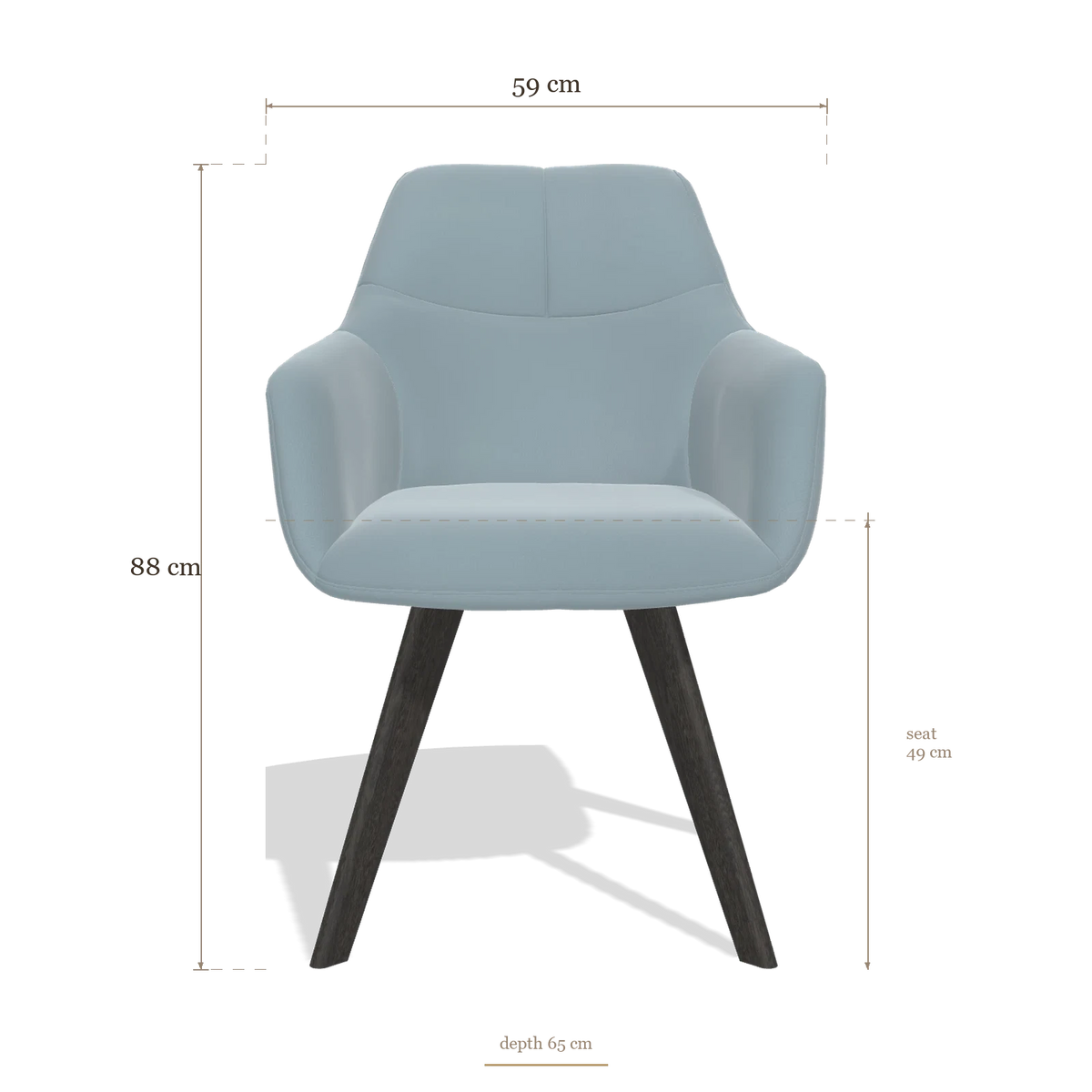 Sedia da pranzo con braccioli Basil 6624, dimensioni 59 x 65 x 88 cm