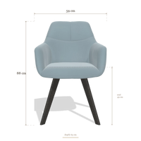 Sedia da pranzo con braccioli Basil 6624, dimensioni 59 x 65 x 88 cm