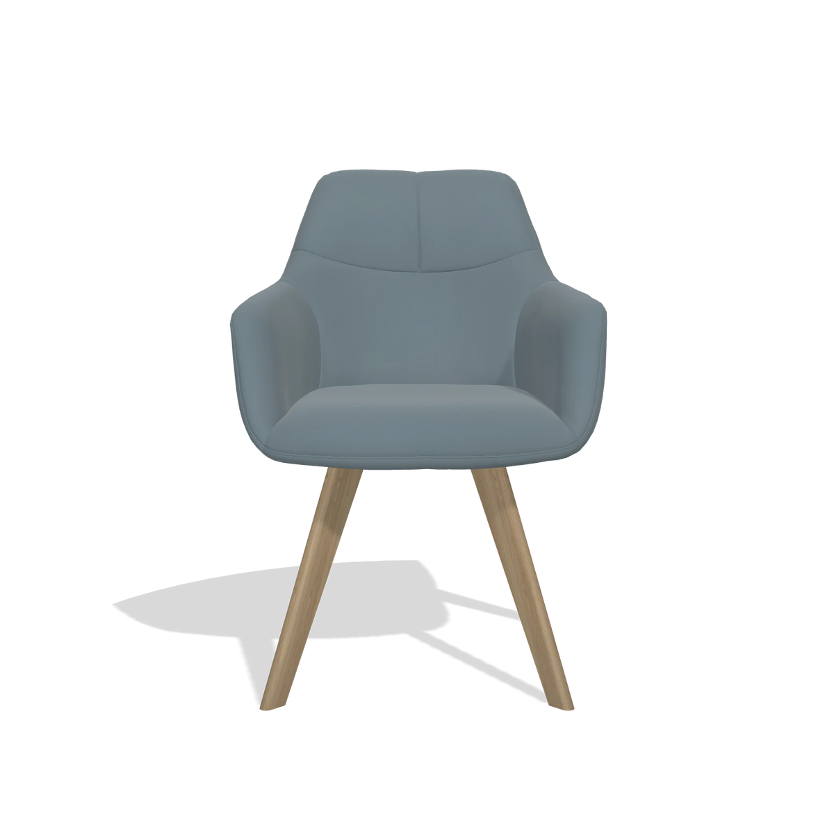 Sedia da pranzo con braccioli Basil 6624 in Pelle B963 (grigio), gambe in naturale, vista frontale