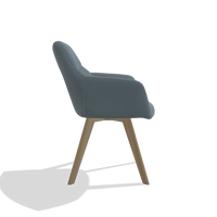 Sedia da pranzo con braccioli Basil 6624 in Pelle B963 (grigio), gambe in naturale, vista laterale