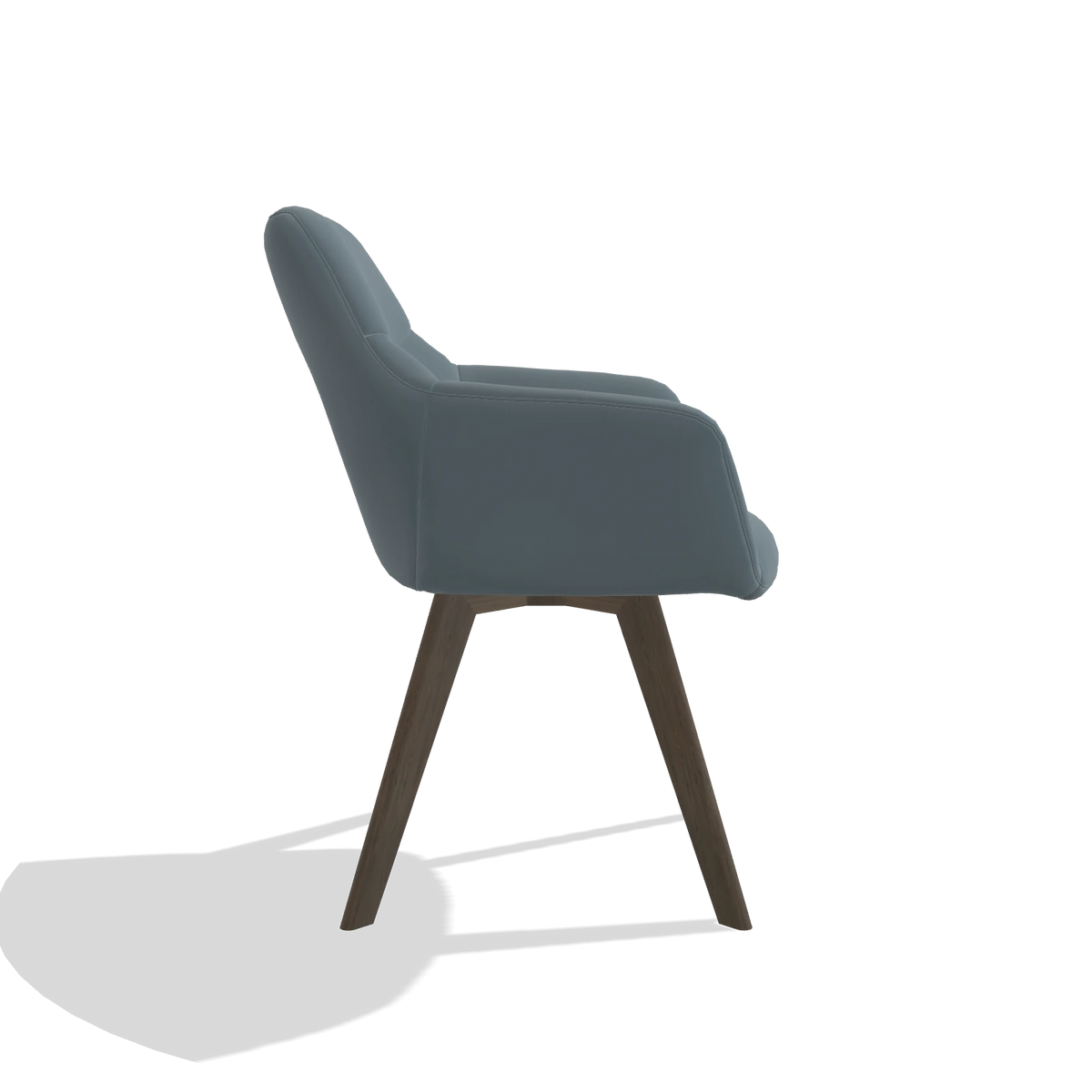 Sedia da pranzo con braccioli Basil 6624 in Pelle B963 (grigio), gambe in noce, vista laterale
