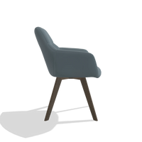 Sedia da pranzo con braccioli Basil 6624 in Pelle B963 (grigio), gambe in noce, vista laterale