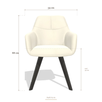 Sedia da pranzo con braccioli Basil 6624, dimensioni 59 x 65 x 88 cm