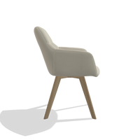 Sedia da pranzo con braccioli Basil 6624 in Pelle B971 (grigio chiaro), gambe in naturale, vista laterale