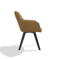 Esszimmerstuhl mit Armlehnen Basil 6624 in Stoff Mito 06 (Cognac), Beine in Schwarz, Seitenansicht