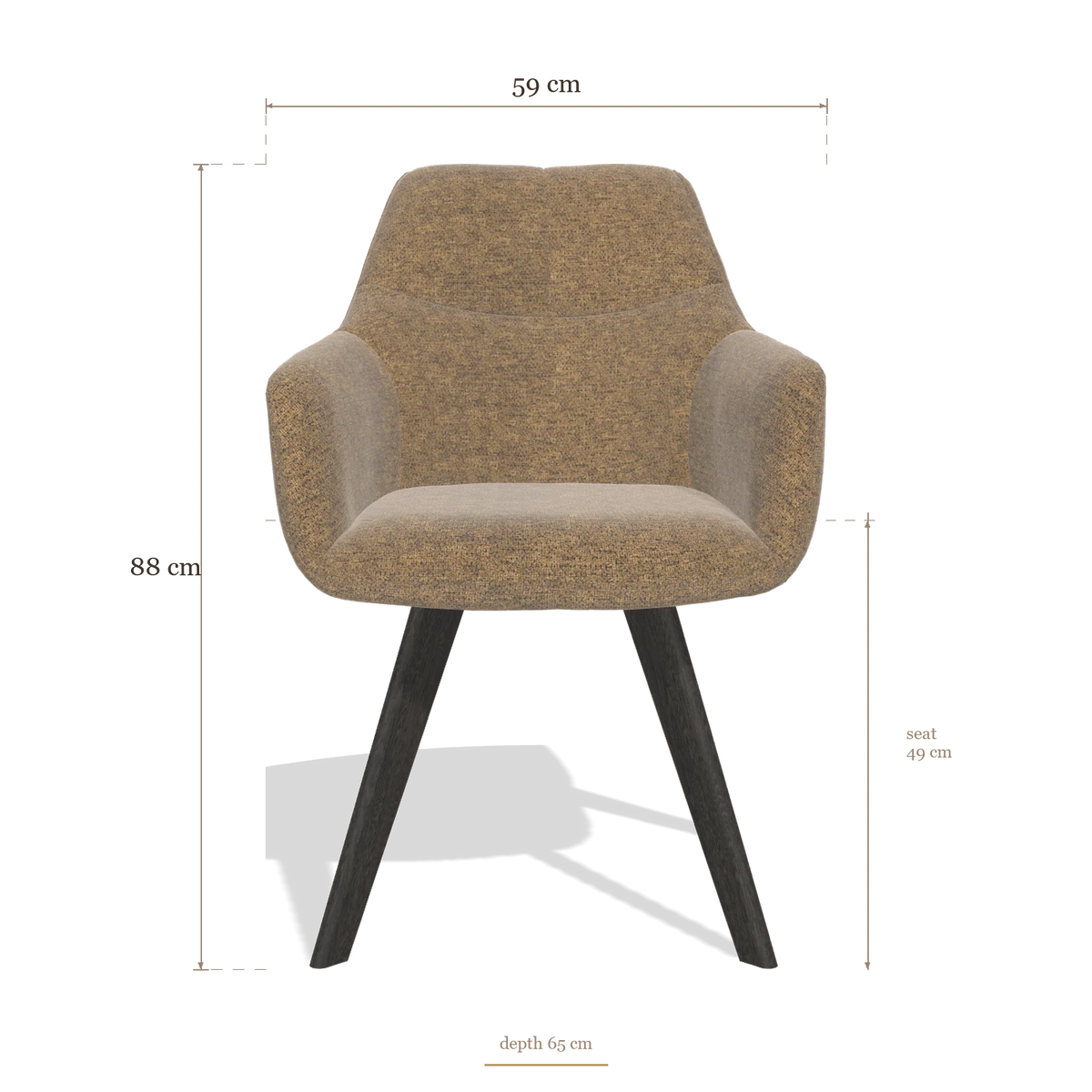 Silla de comedor con reposabrazos Basil 6624, medidas 59 x 65 x 88 cm