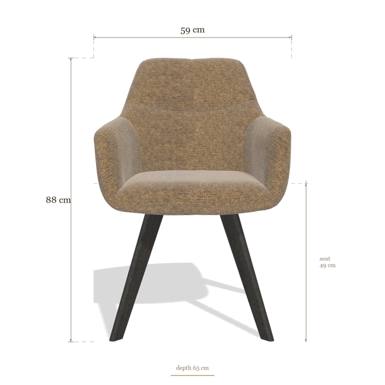 Silla de comedor con reposabrazos Basil 6624, medidas 59 x 65 x 88 cm