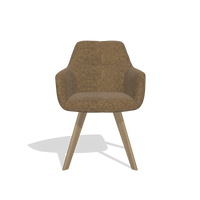 Silla de comedor con reposabrazos Basil 6624 en tela Mito 14 (marrón), patas en natural, vista frontal