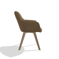 Silla de comedor con reposabrazos Basil 6624 en tela Mito 14 (marrón), patas en natural, vista lateral