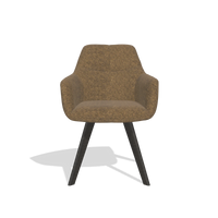 Silla de comedor con reposabrazos Basil 6624 en tela Mito 14 (marrón), patas en tabaco, vista frontal