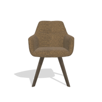 Silla de comedor con reposabrazos Basil 6624 en tela Mito 14 (marrón), patas en nogal, vista frontal
