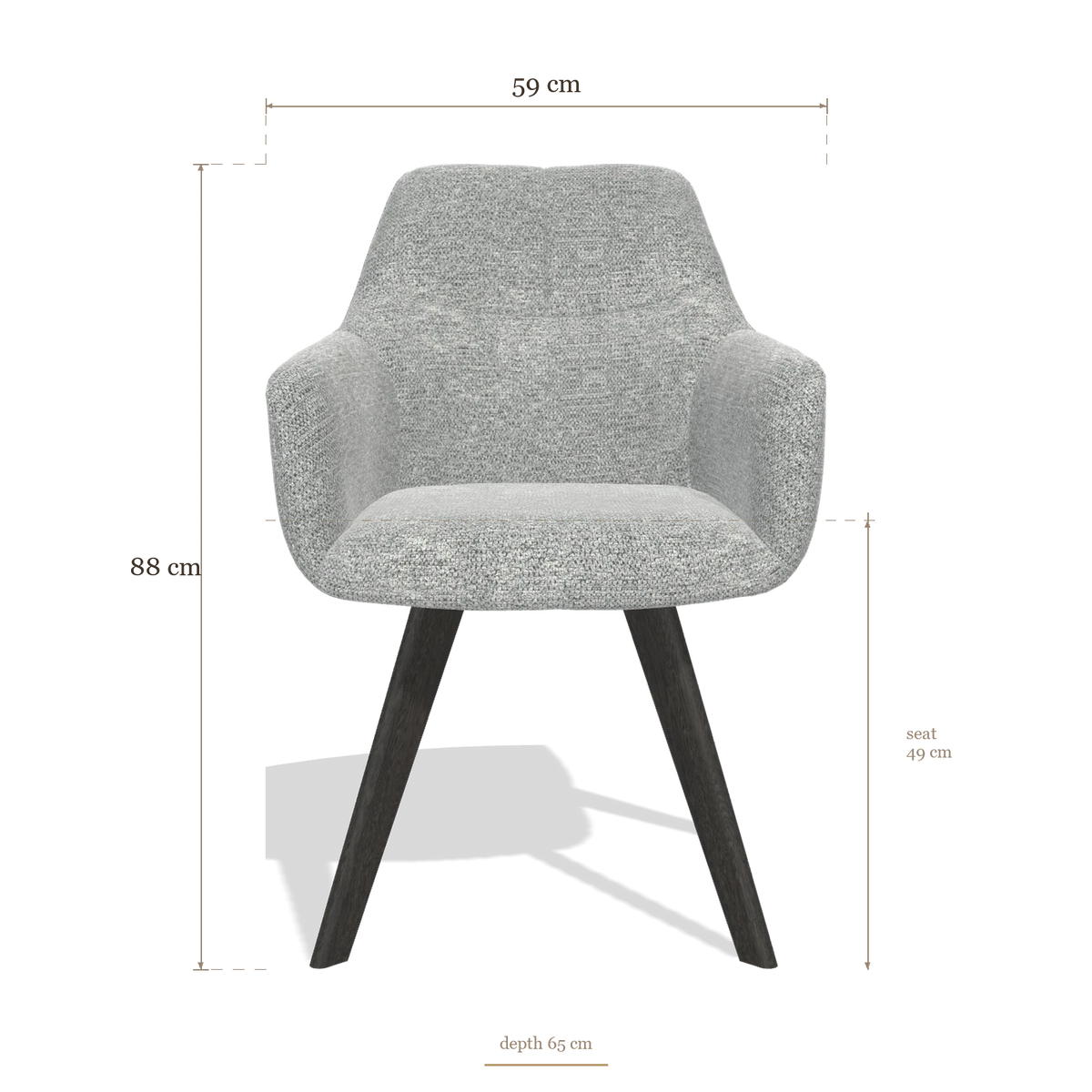 Sedia da pranzo con braccioli Basil 6624, dimensioni 59 x 65 x 88 cm