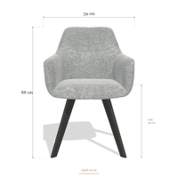 Sedia da pranzo con braccioli Basil 6624, dimensioni 59 x 65 x 88 cm