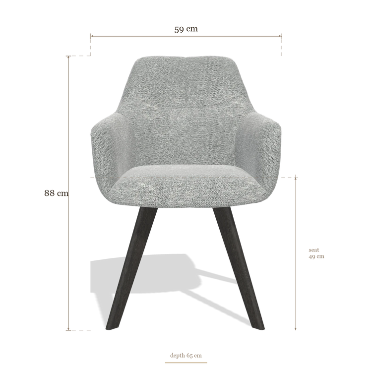 Sedia da pranzo con braccioli Basil 6624, dimensioni 59 x 65 x 88 cm