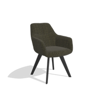 Esszimmerstuhl mit Armlehnen Basil 6624 in Stoff Niagara 502 (Schwarz), Beine in Schwarz, Schrägansicht