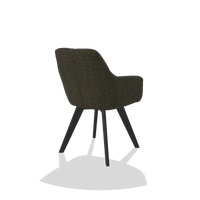 Esszimmerstuhl mit Armlehnen Basil 6624 in Stoff Niagara 502 (Schwarz), Beine in Schwarz, Schrägansicht von hinten
