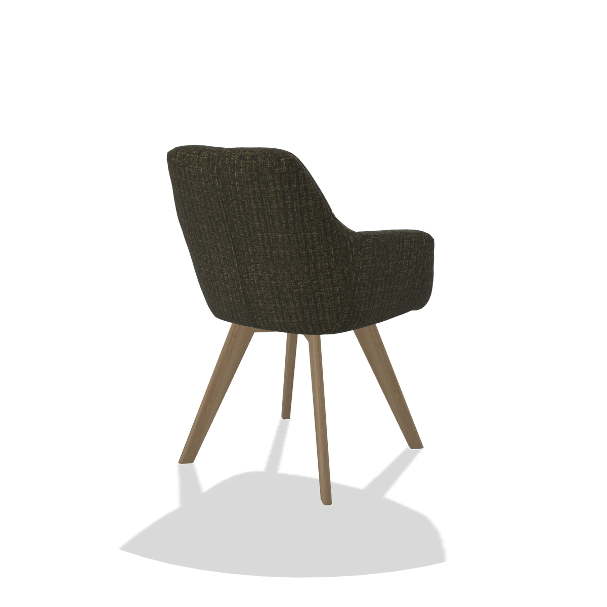 Esszimmerstuhl mit Armlehnen Basil 6624 in Stoff Niagara 502 (Schwarz), Beine in Natur, Schrägansicht von hinten