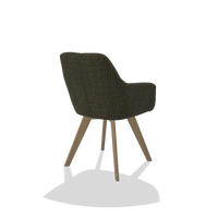 Esszimmerstuhl mit Armlehnen Basil 6624 in Stoff Niagara 502 (Schwarz), Beine in Natur, Schrägansicht von hinten