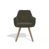 Esszimmerstuhl mit Armlehnen Basil 6624 in Stoff Niagara 502 (Schwarz), Beine in Natur, Vorderansicht