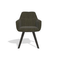 Esszimmerstuhl mit Armlehnen Basil 6624 in Stoff Niagara 502 (Schwarz), Beine in Tabak, Vorderansicht