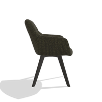Esszimmerstuhl mit Armlehnen Basil 6624 in Stoff Niagara 502 (Schwarz), Beine in Tabak, Seitenansicht