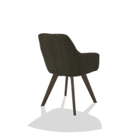 Esszimmerstuhl mit Armlehnen Basil 6624 in Stoff Niagara 502 (Schwarz), Beine in Nussbaum, Schrägansicht von hinten