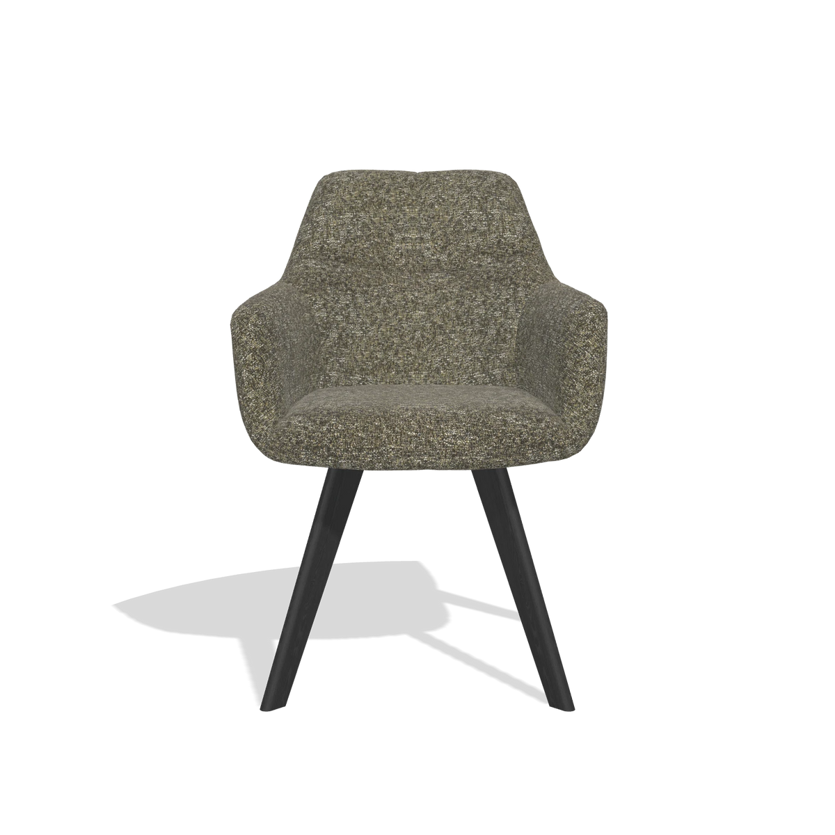 Silla de comedor con reposabrazos Basil 6624 en tela Oasis 88 (marrón), patas en negro, vista frontal
