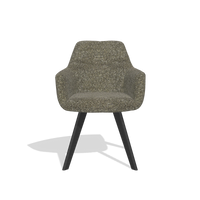 Silla de comedor con reposabrazos Basil 6624 en tela Oasis 88 (marrón), patas en negro, vista frontal