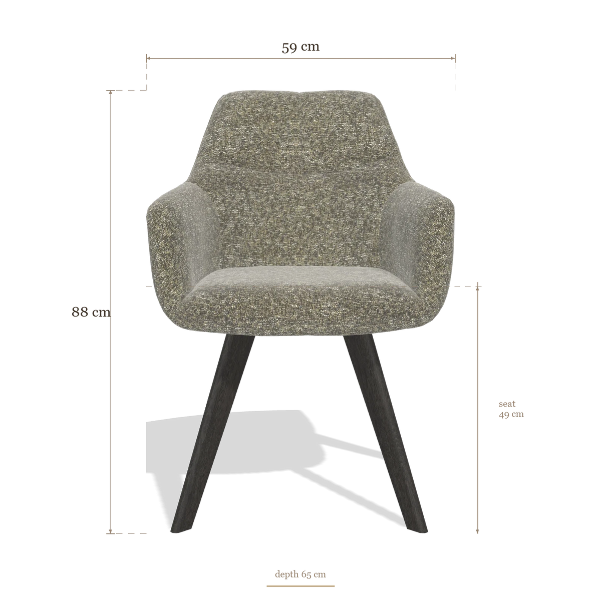 Silla de comedor con reposabrazos Basil 6624, medidas 59 x 65 x 88 cm