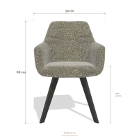 Silla de comedor con reposabrazos Basil 6624, medidas 59 x 65 x 88 cm