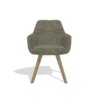 Silla de comedor con reposabrazos Basil 6624 en tela Oasis 88 (marrón), patas en natural, vista frontal