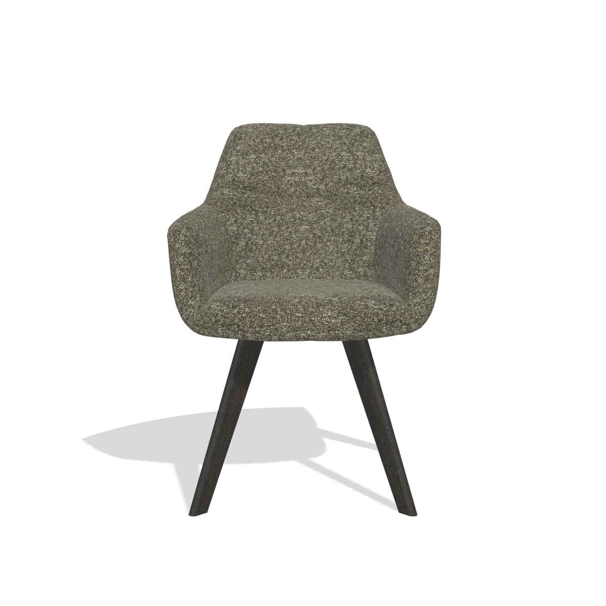 Silla de comedor con reposabrazos Basil 6624 en tela Oasis 88 (marrón), patas en tabaco, vista frontal