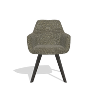 Silla de comedor con reposabrazos Basil 6624 en tela Oasis 88 (marrón), patas en tabaco, vista frontal