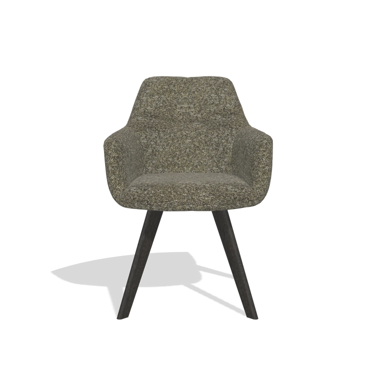 Silla de comedor con reposabrazos Basil 6624 en tela Oasis 88 (marrón), patas en tabaco, vista frontal