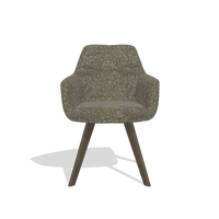 Silla de comedor con reposabrazos Basil 6624 en tela Oasis 88 (marrón), patas en nogal, vista frontal