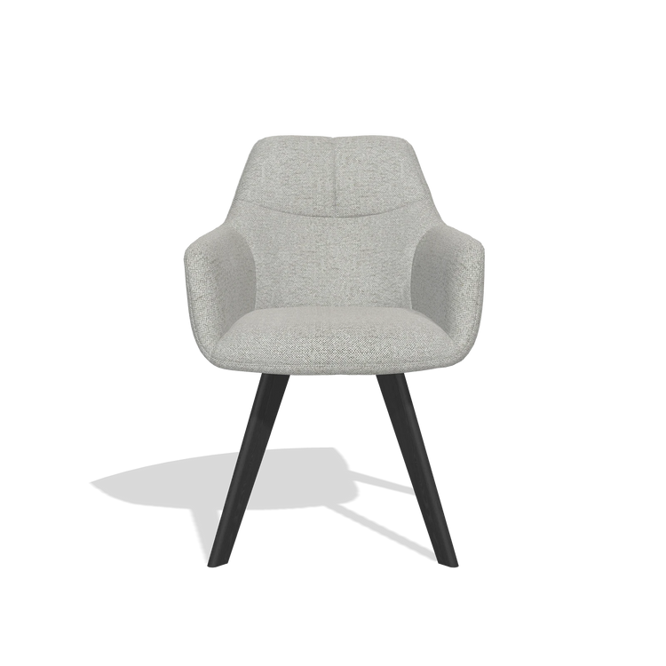 Sedia da pranzo con braccioli Basil 6624 in tessuto Sneak 05 (greige), gambe in nero, vista frontale