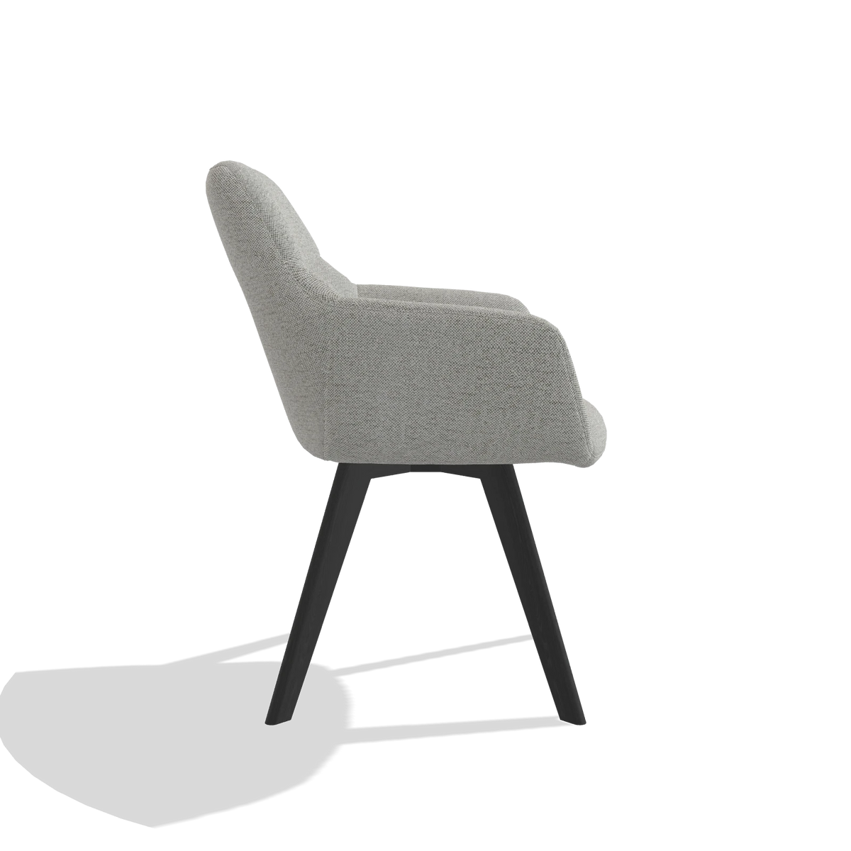 Sedia da pranzo con braccioli Basil 6624 in tessuto Sneak 05 (greige), gambe in nero, vista laterale
