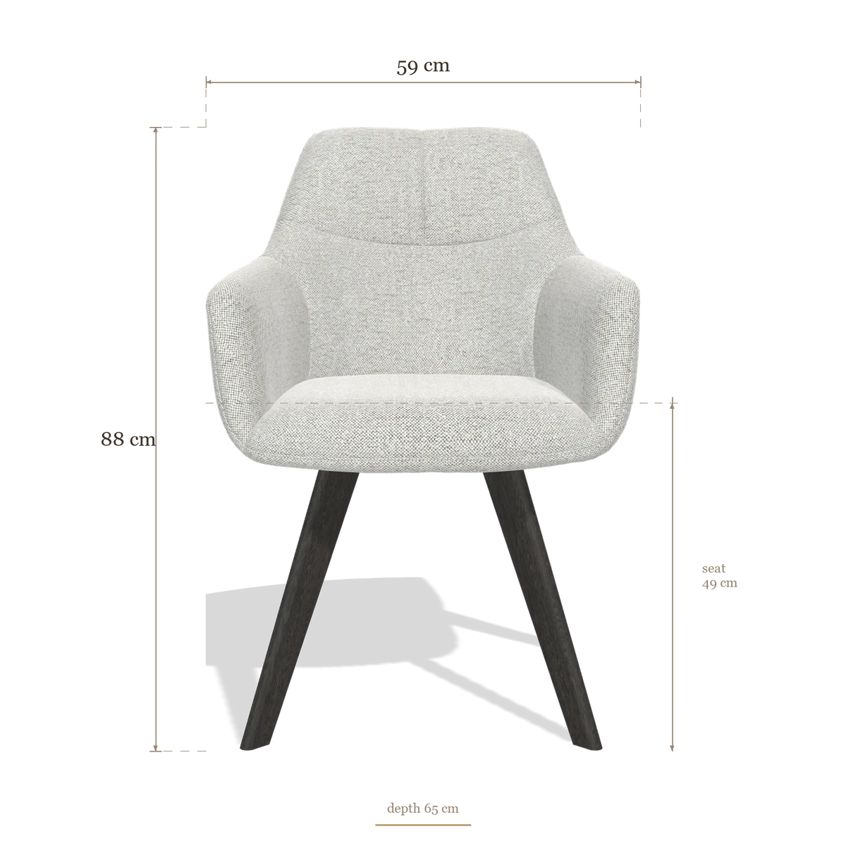 Sedia da pranzo con braccioli Basil 6624, dimensioni 59 x 65 x 88 cm