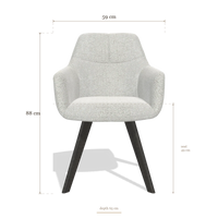 Sedia da pranzo con braccioli Basil 6624, dimensioni 59 x 65 x 88 cm